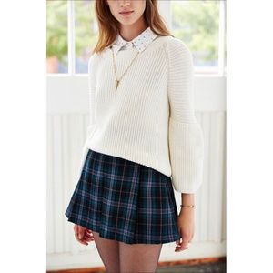 Plaid Inverted Pleat Mini Skirt